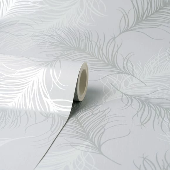 Dunelm Feather Silver Wallpaper 3 Dunelm Feather Silver Wallpaper