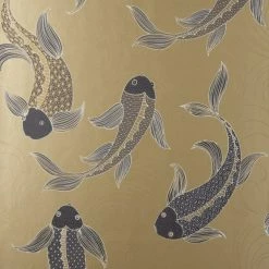 Dunelm Decorative Fish Gold Wallpaper -Hot Sale rugs Shop 30783159 alt01