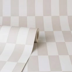 Dunelm Checkerboard Natural Wallpaper -Hot Sale rugs Shop 30783359 alt04