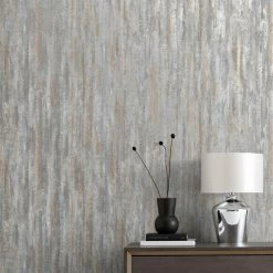 Dunelm Luxe Textured Stripe Stone Wallpaper