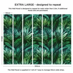 Dunelm Tropical Leaves Green Mural -Hot Sale rugs Shop 30790390 alt04