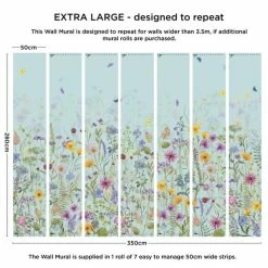 Dunelm Spring Flowers Duckegg Blue Mural -Hot Sale rugs Shop 30818426 alt03